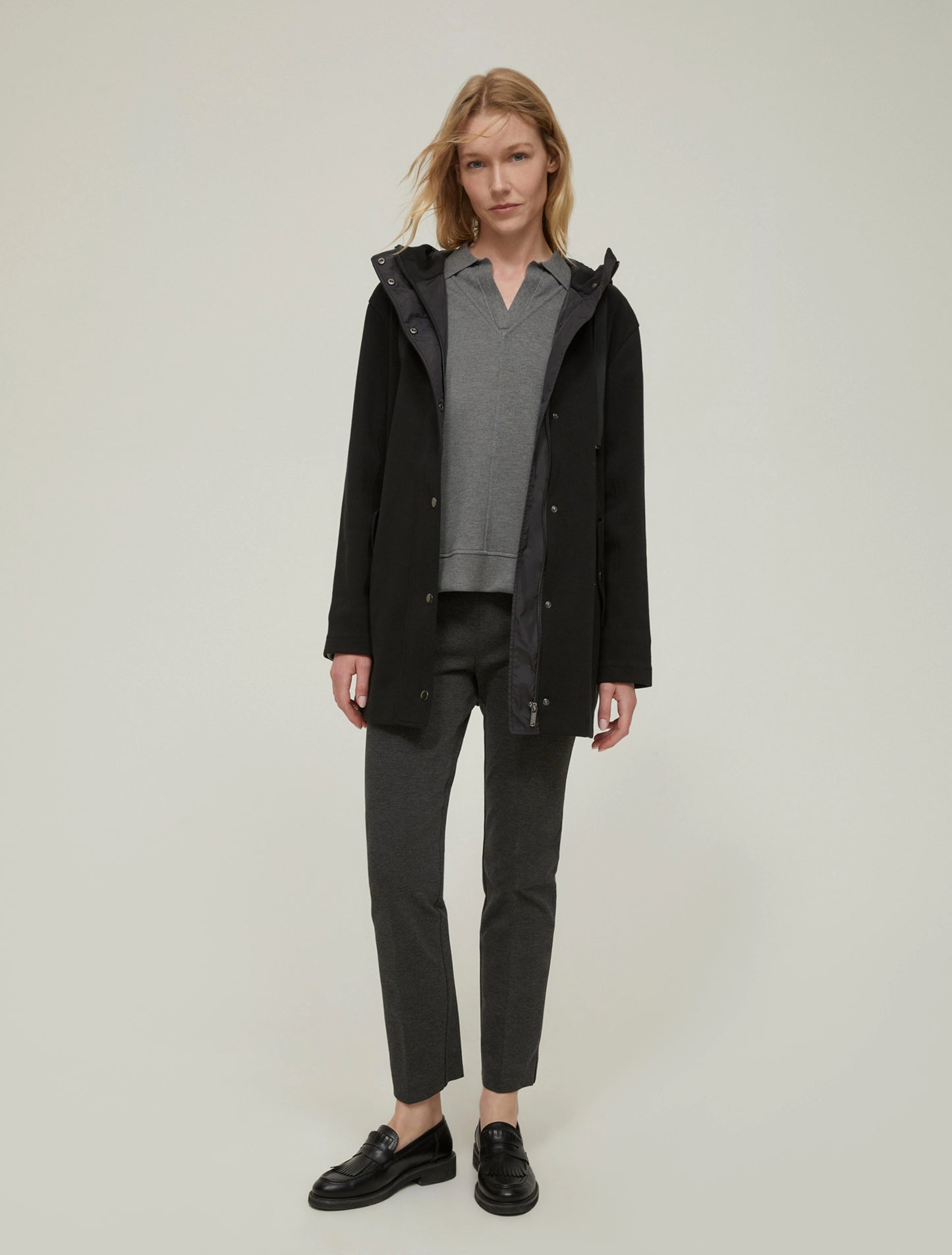 Pique Jersey Parka Black
