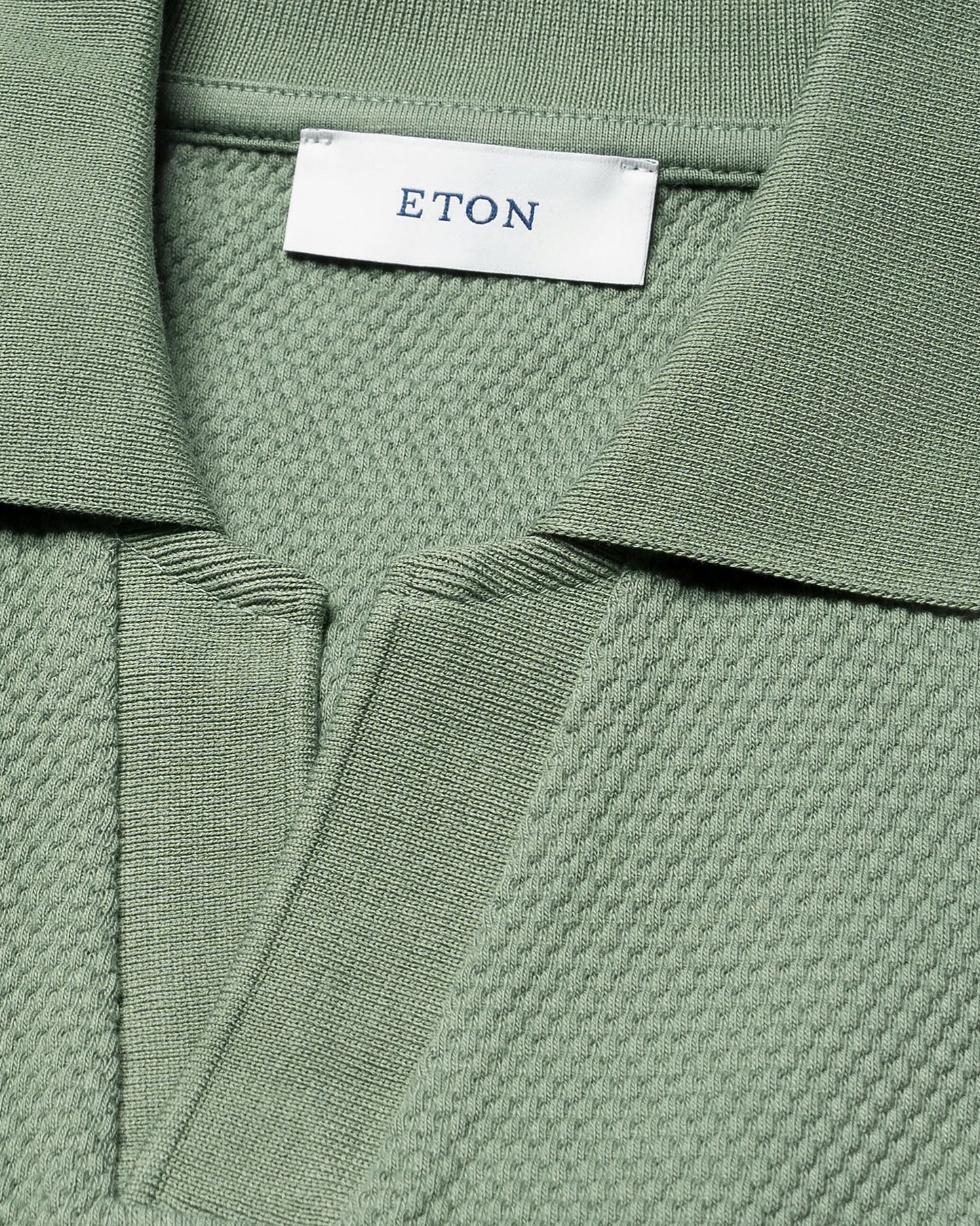 Open Collar Waffle Polo