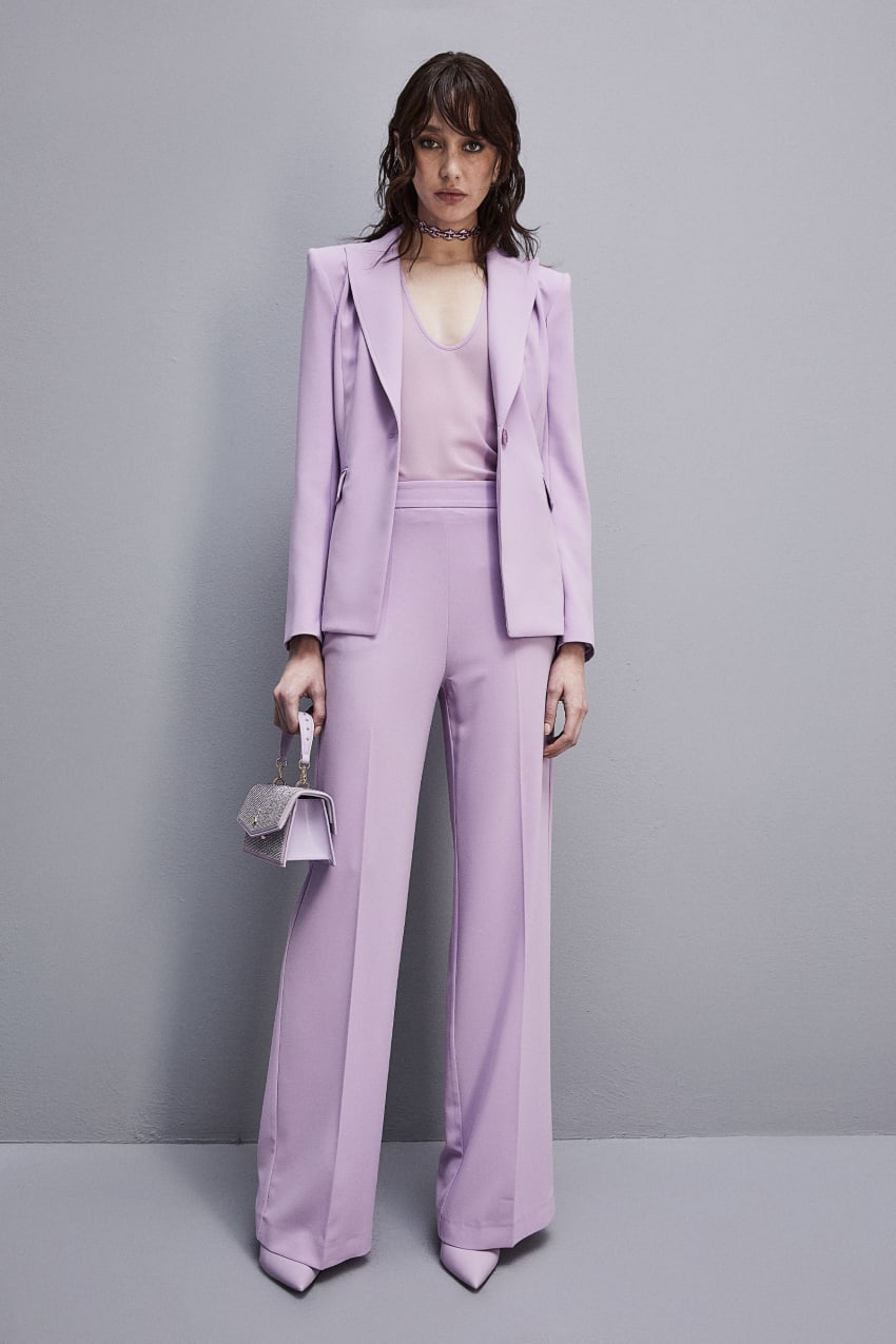 Lilac Palazzo Crepe Pants