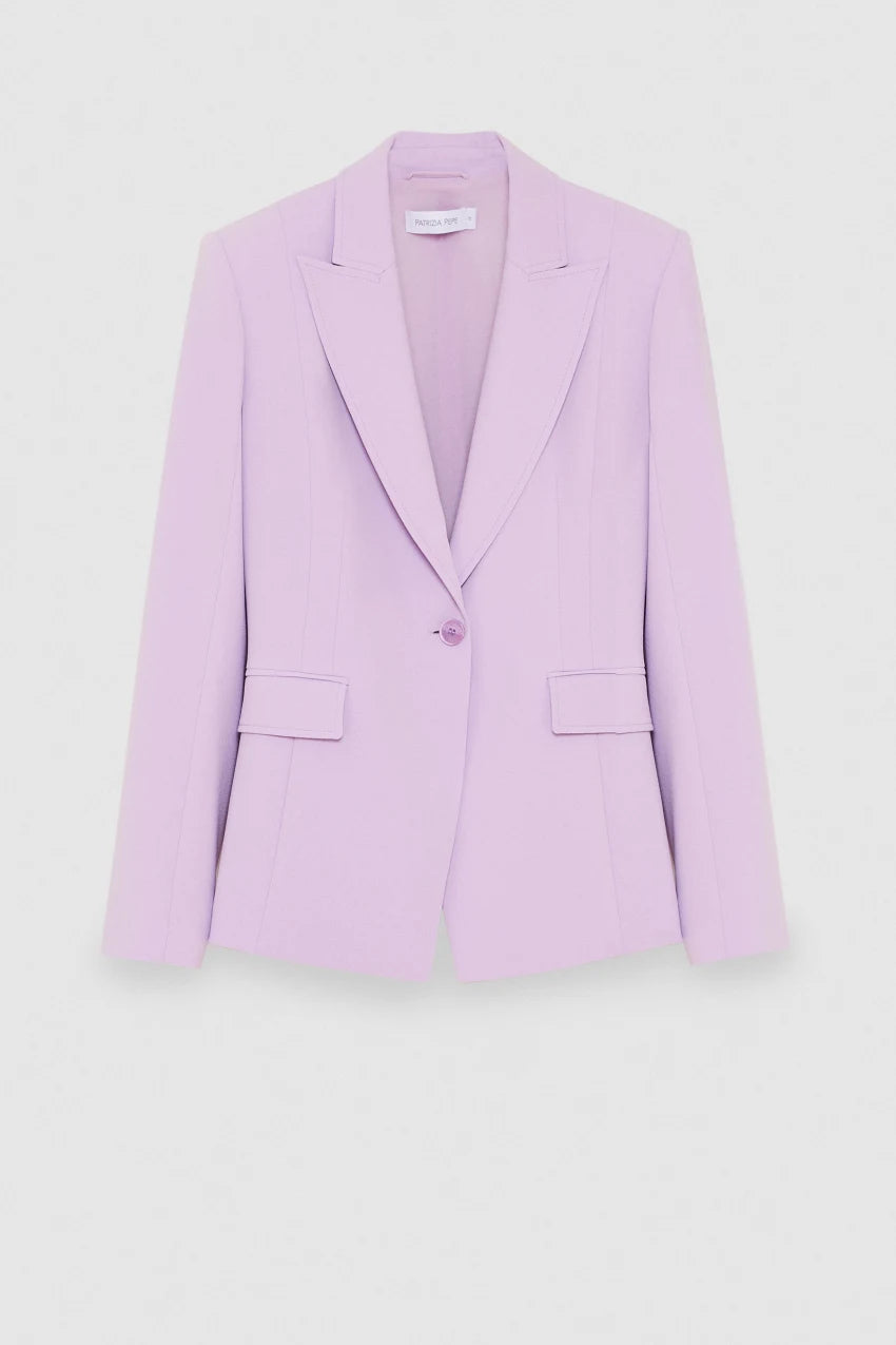 Lilac One-Button Crepe Jacket