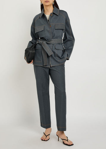 MM Belted Stretch Denim Jacket