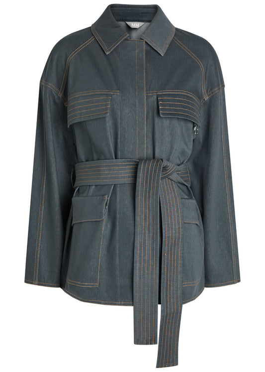 MM Belted Stretch Denim Jacket