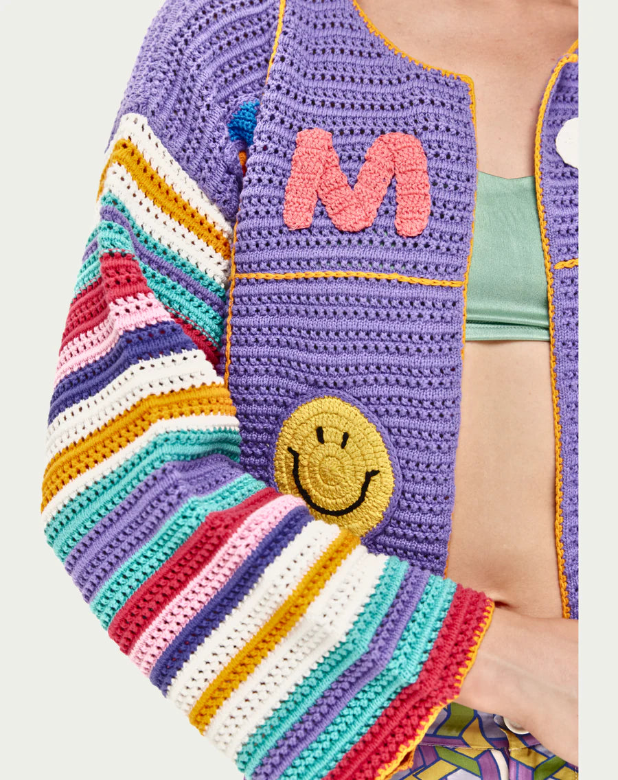 Ibiza Love Crochet Cardigan - Purple