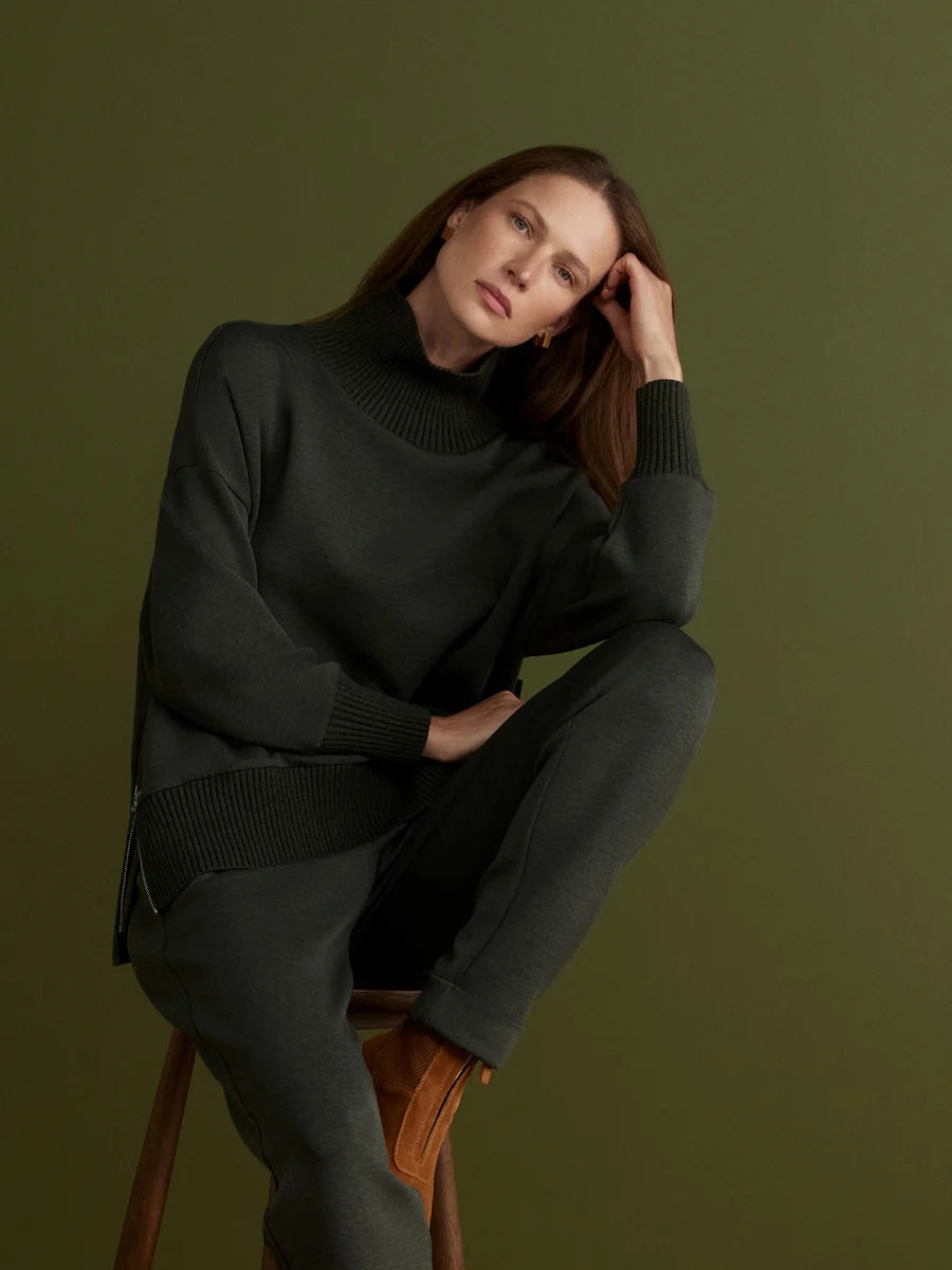Barker High Neck Sweat - Olive Marl