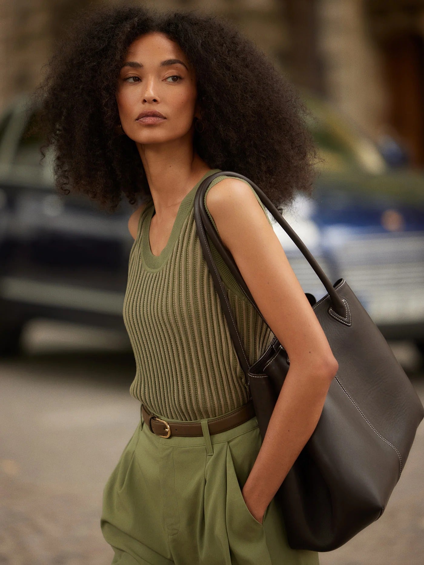 Aldcroft Stitch Knit Tank - Olivine