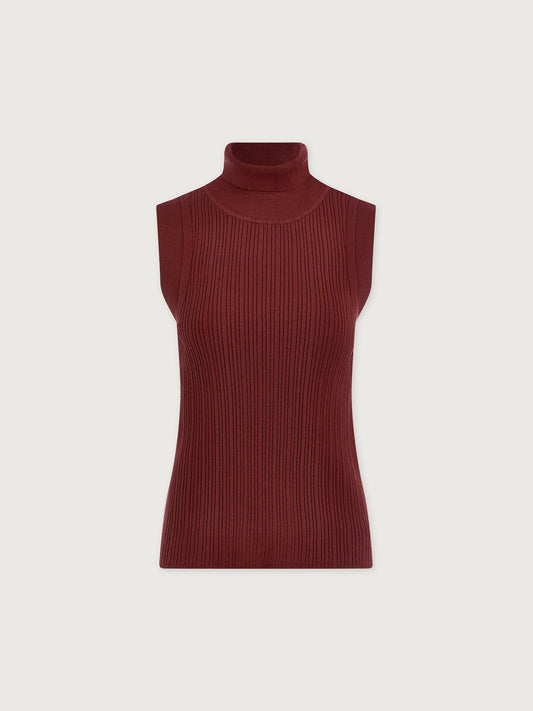 Anastasia Rib Knit Tank – New Maroon