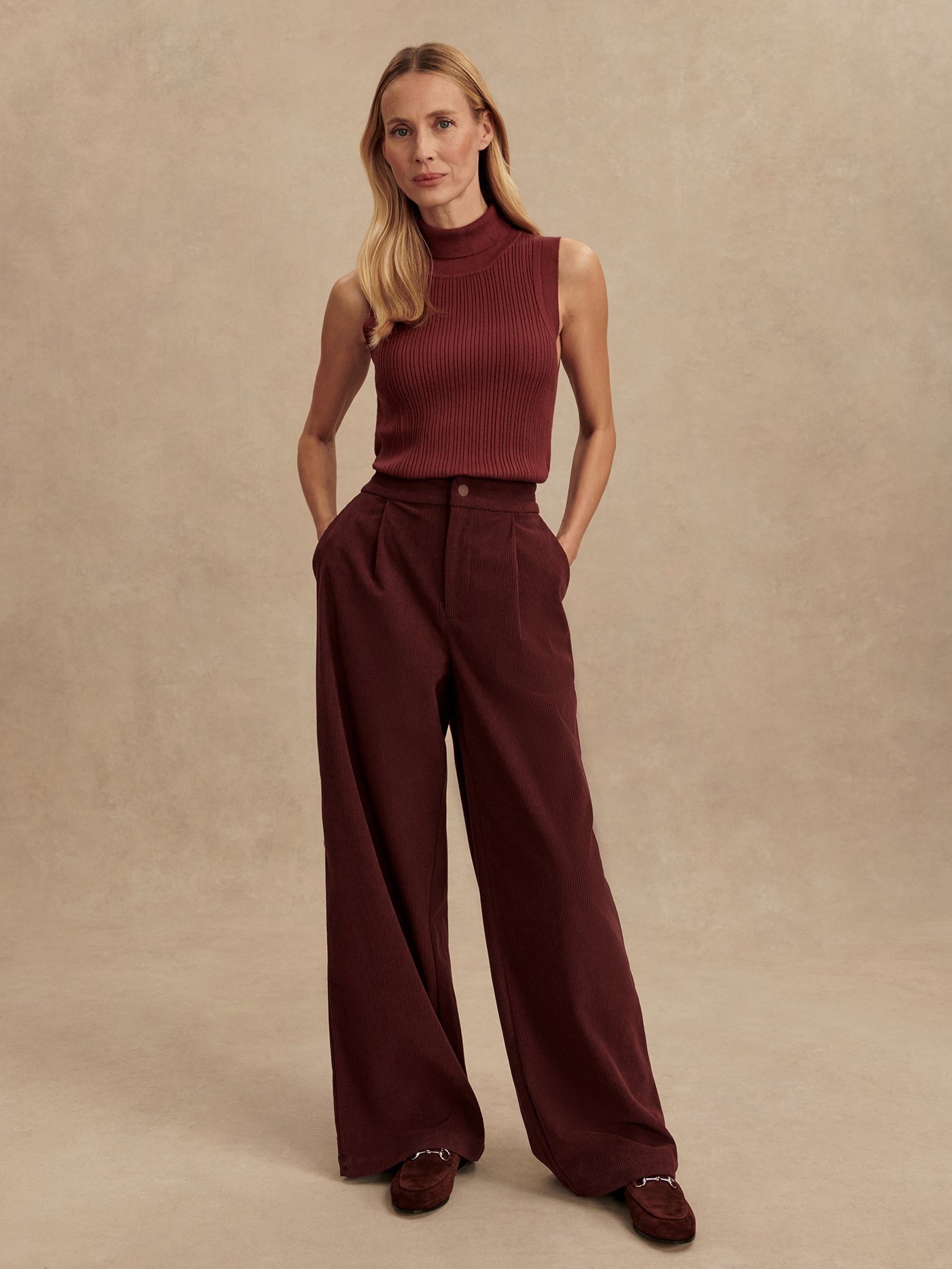 Anastasia Rib Knit Tank – New Maroon