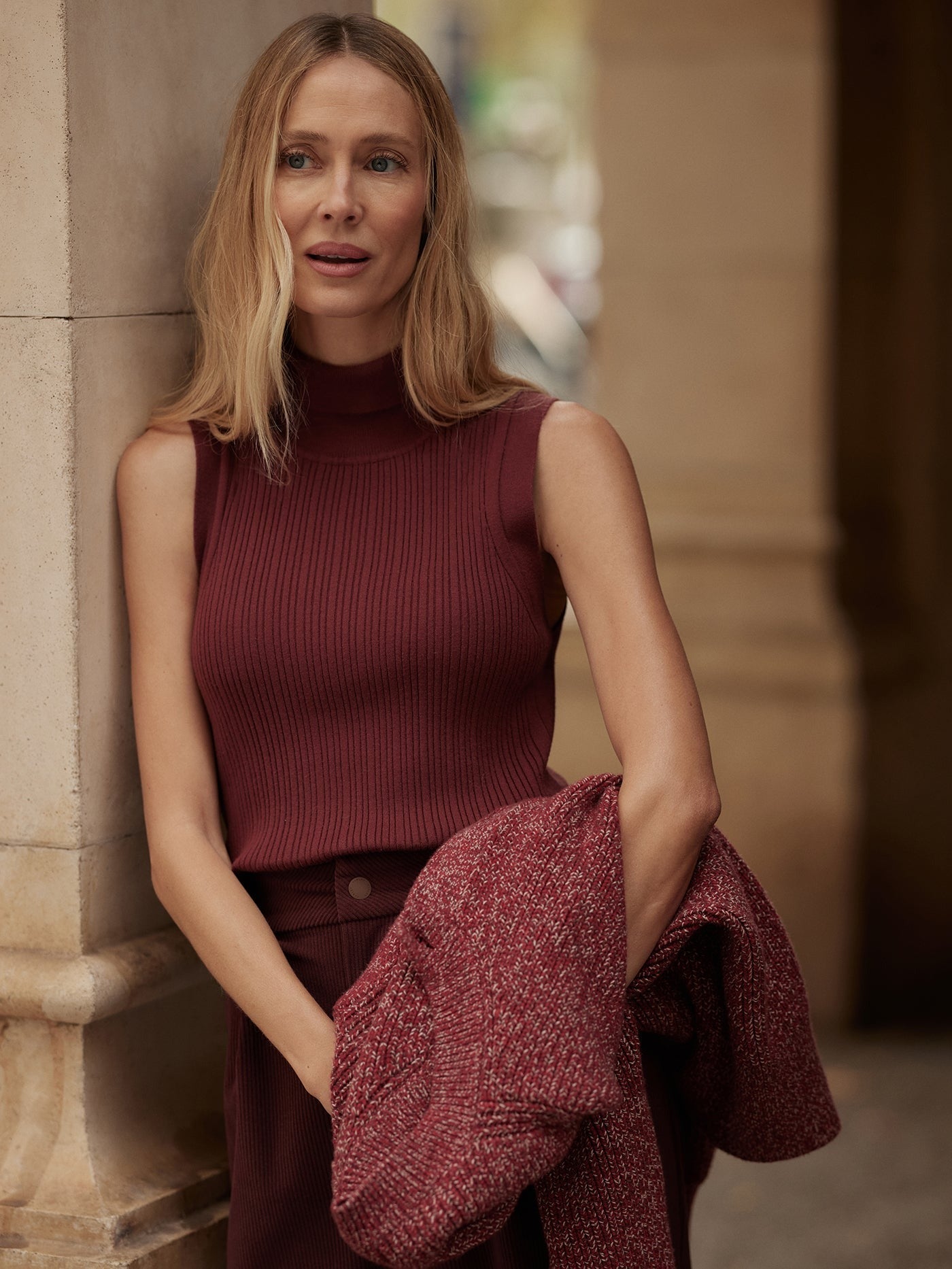 Anastasia Rib Knit Tank – New Maroon