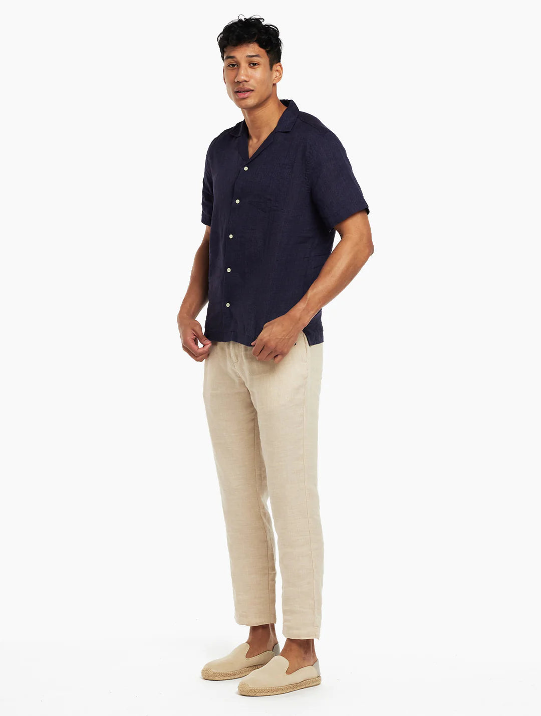 Angelo Navy Linen Shirt
