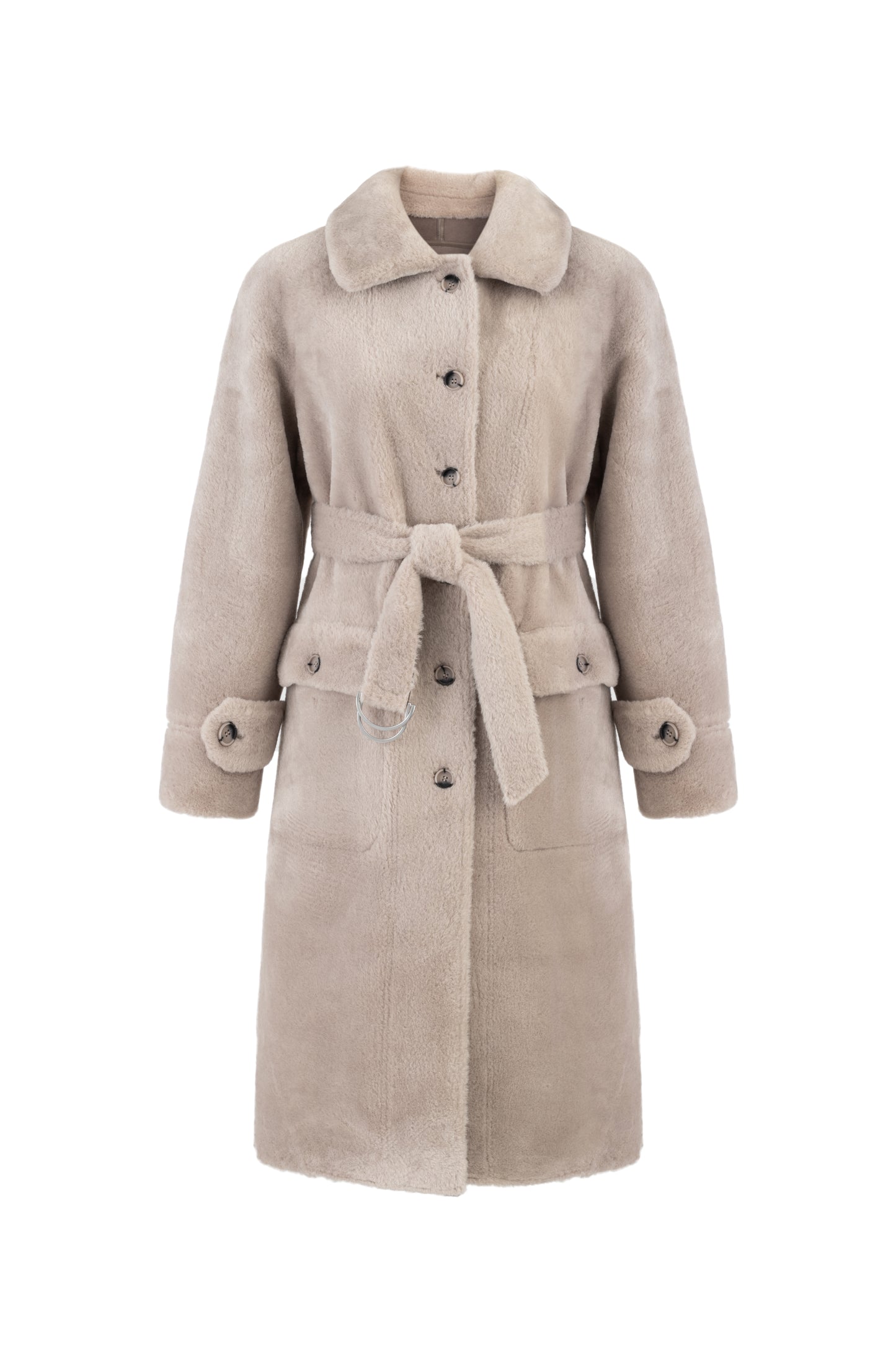 Reversible Belted Coat In Taupe
