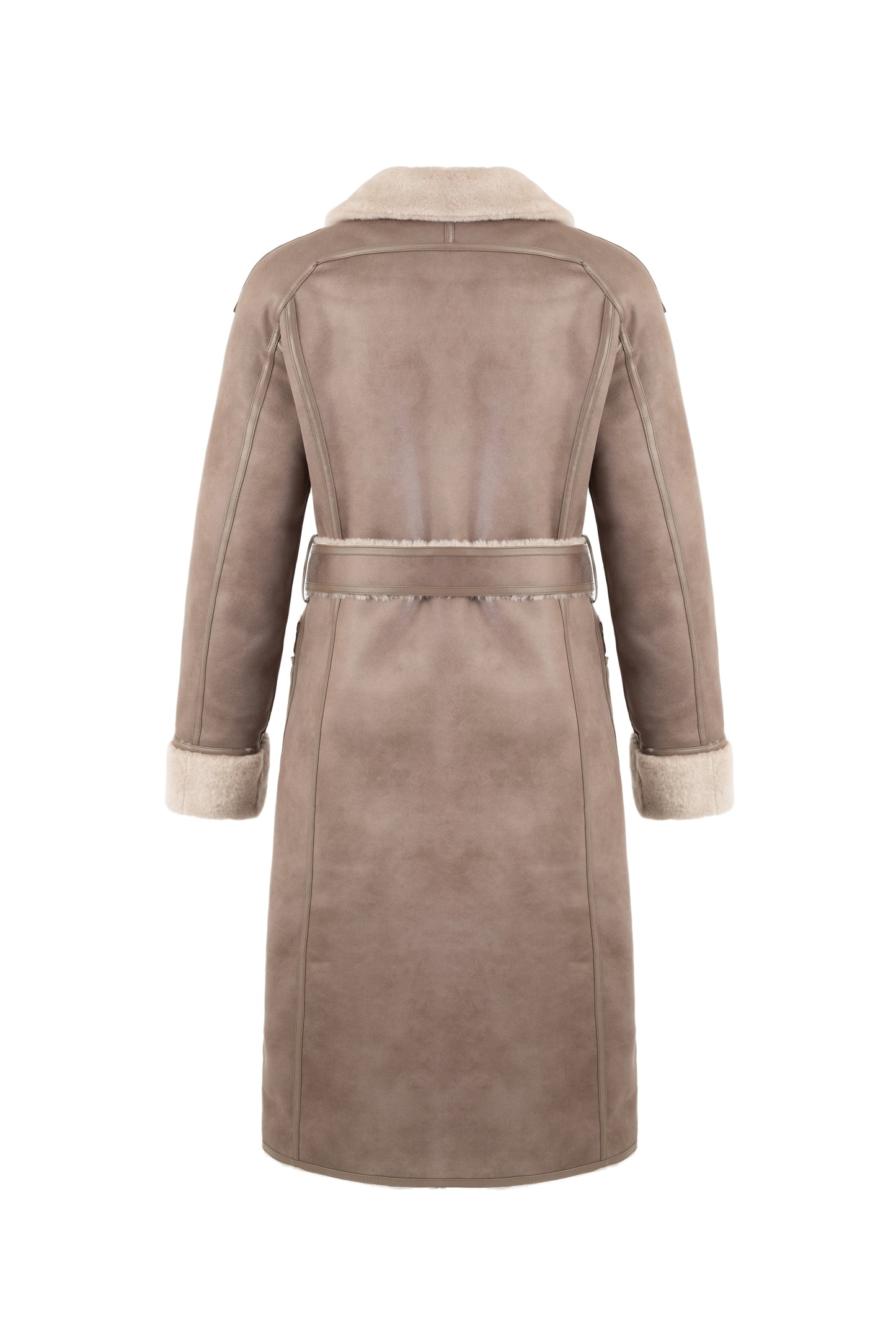Reversible Belted Coat In Taupe