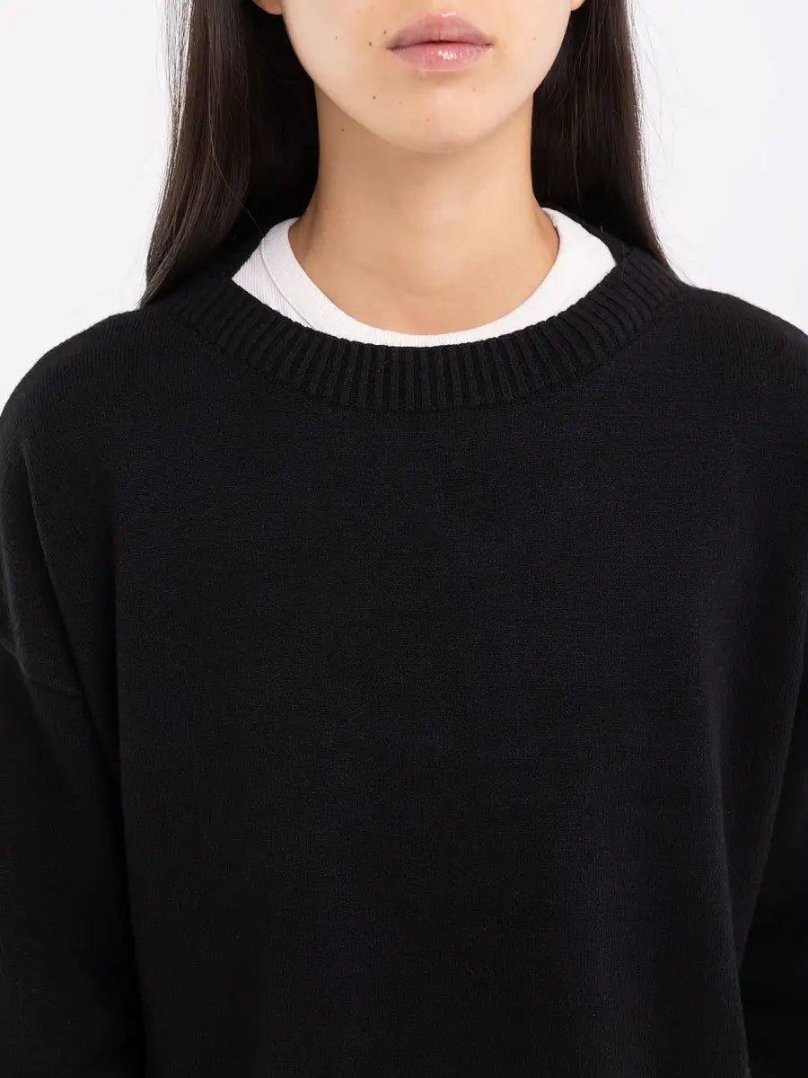 Oversized Crew Neck Sweater Black