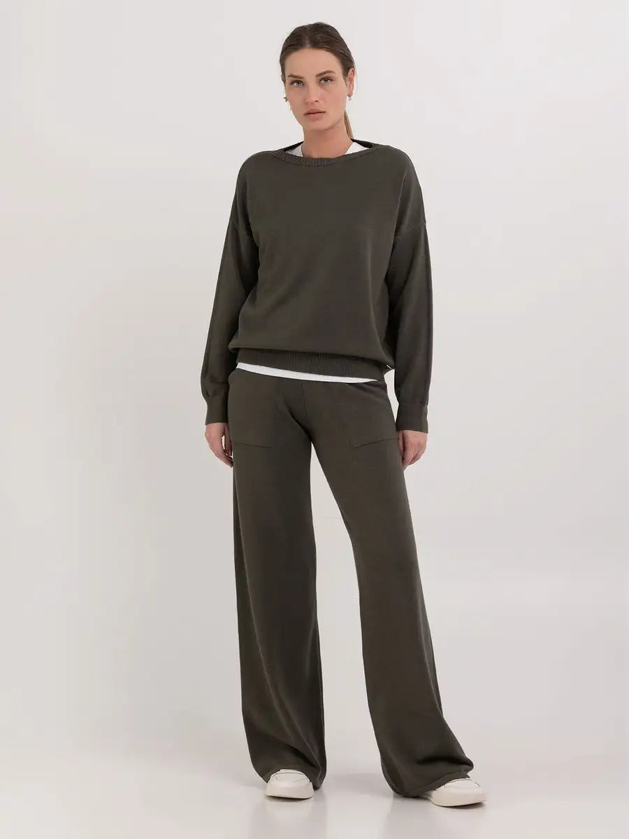 Oversized Crew Neck Sweater Army