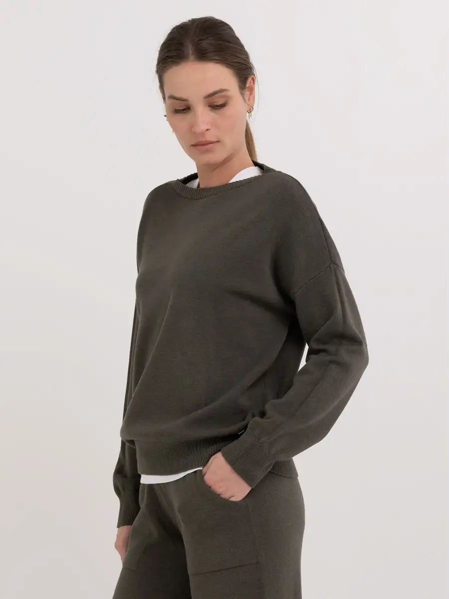 Oversized Crew Neck Sweater Army