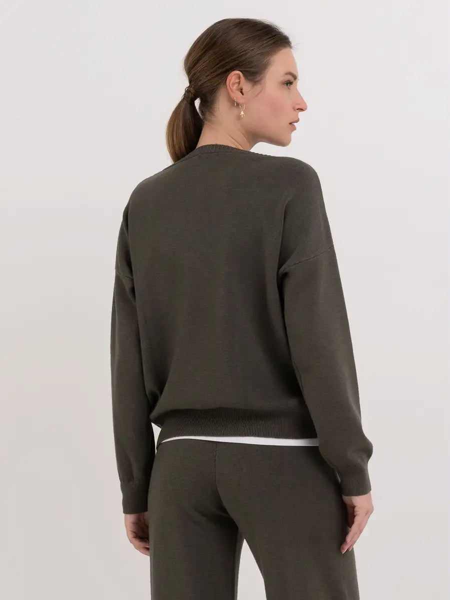 Oversized Crew Neck Sweater Army