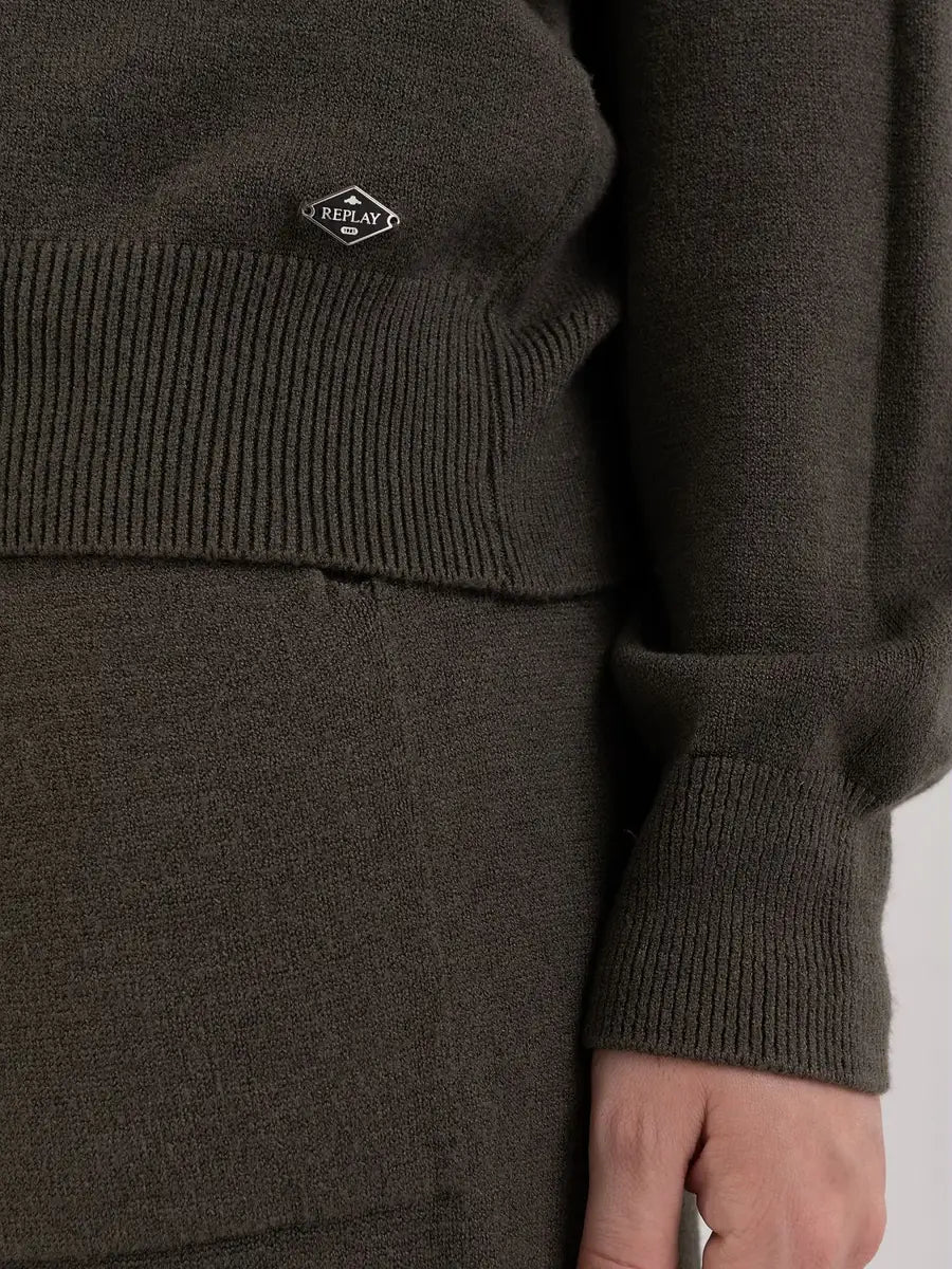Oversized Crew Neck Sweater Army