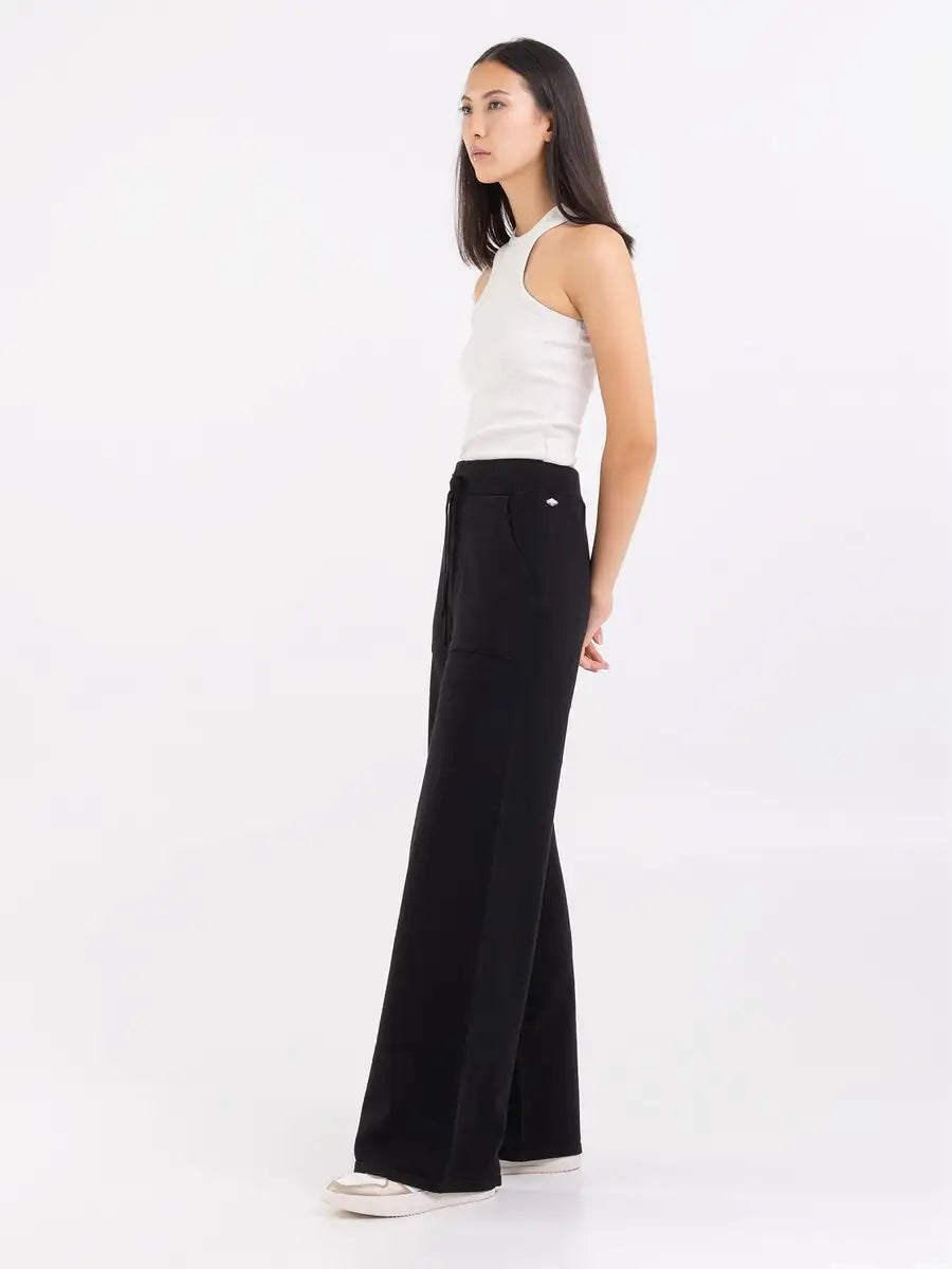 Wide Leg Viscose Jogger Black