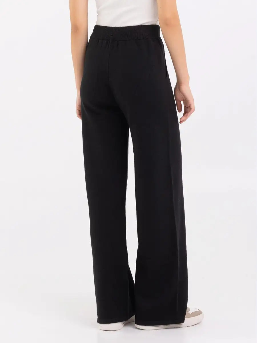 Wide Leg Viscose Jogger Black