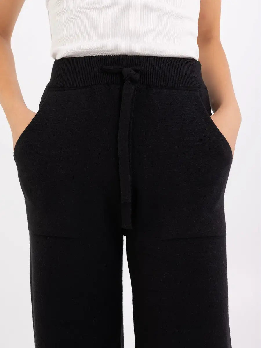 Wide Leg Viscose Jogger Black