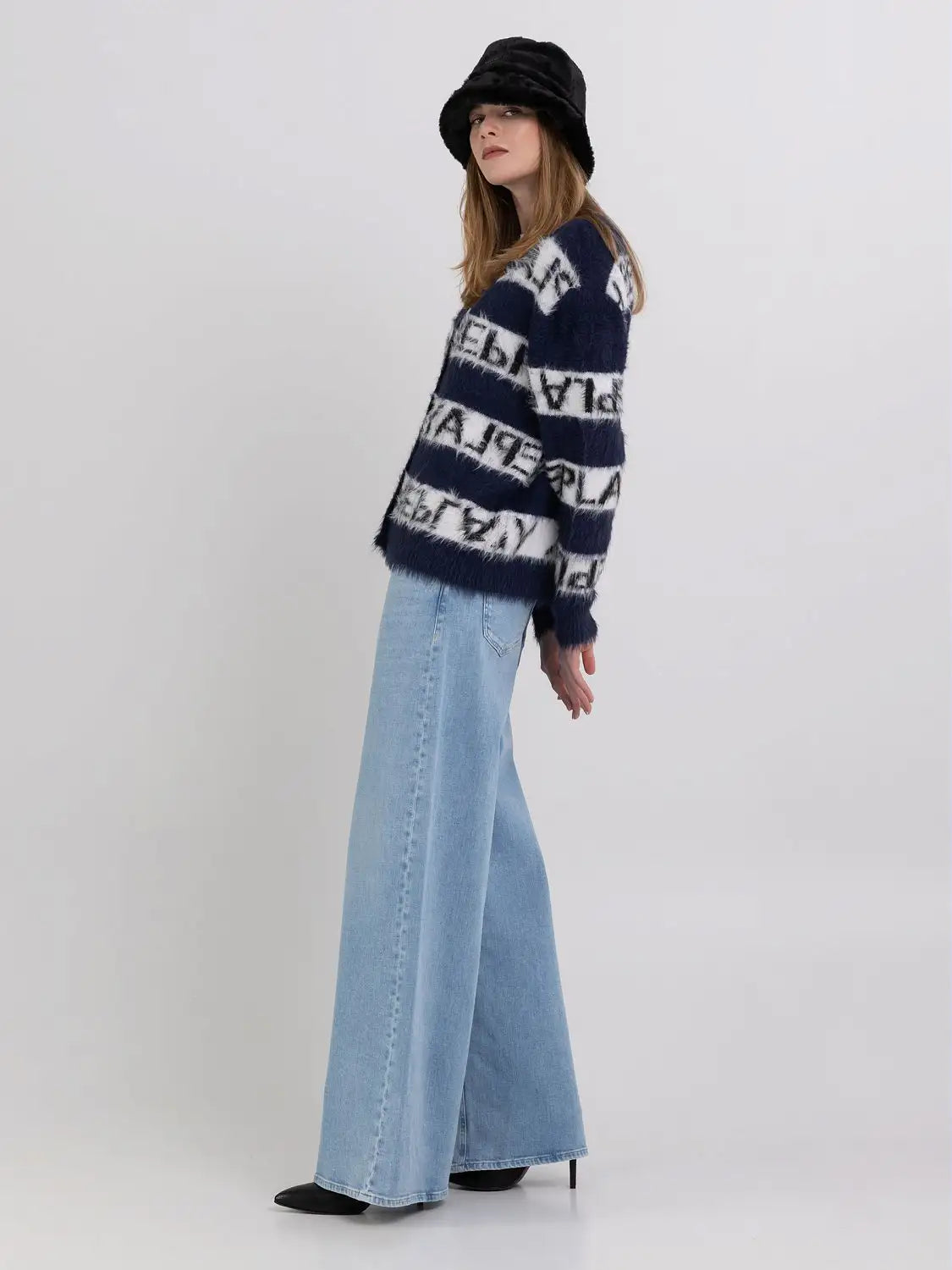 Oversized Cardigan With Stripes