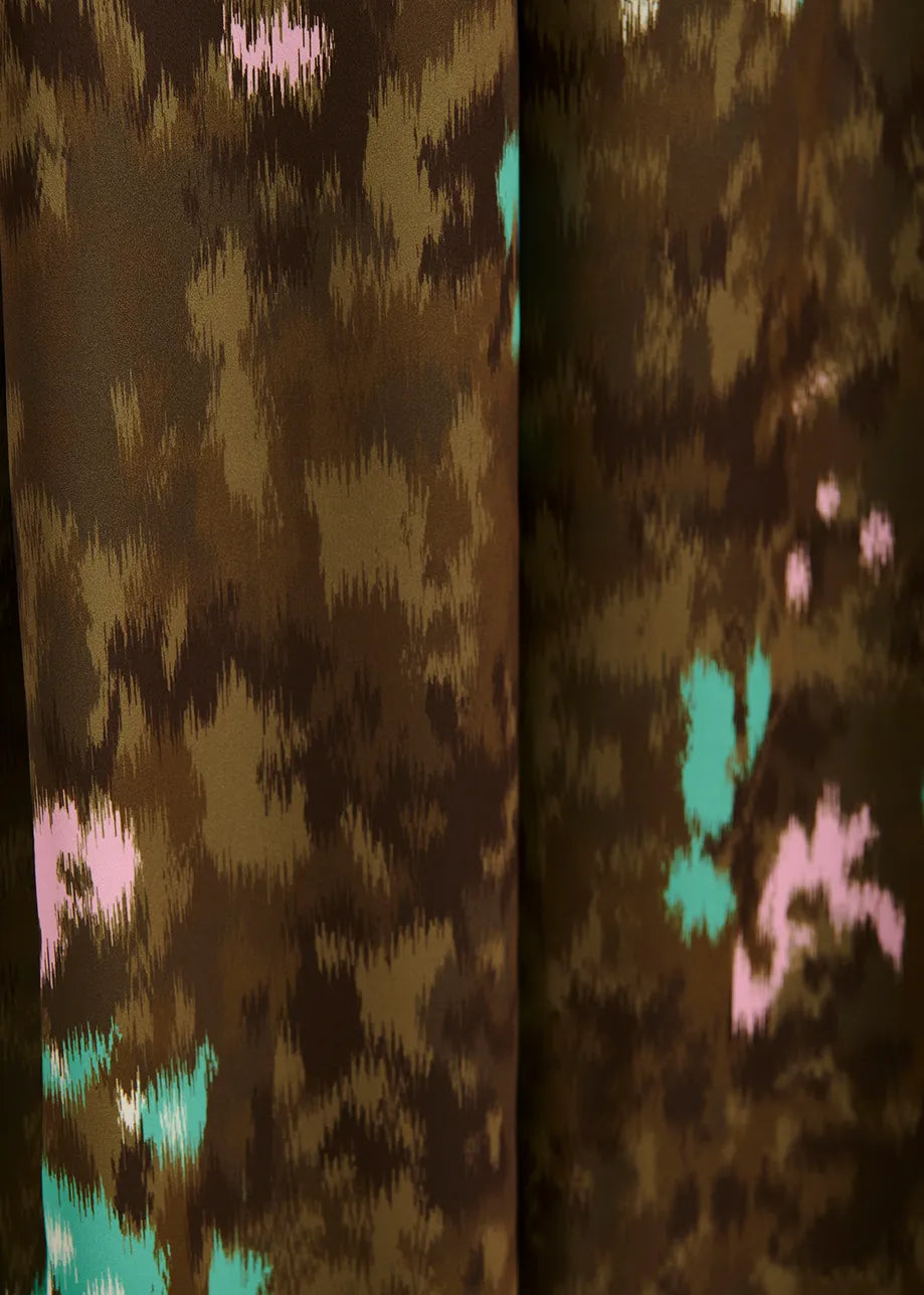 Khaki Floral Print Wide-Leg Pant