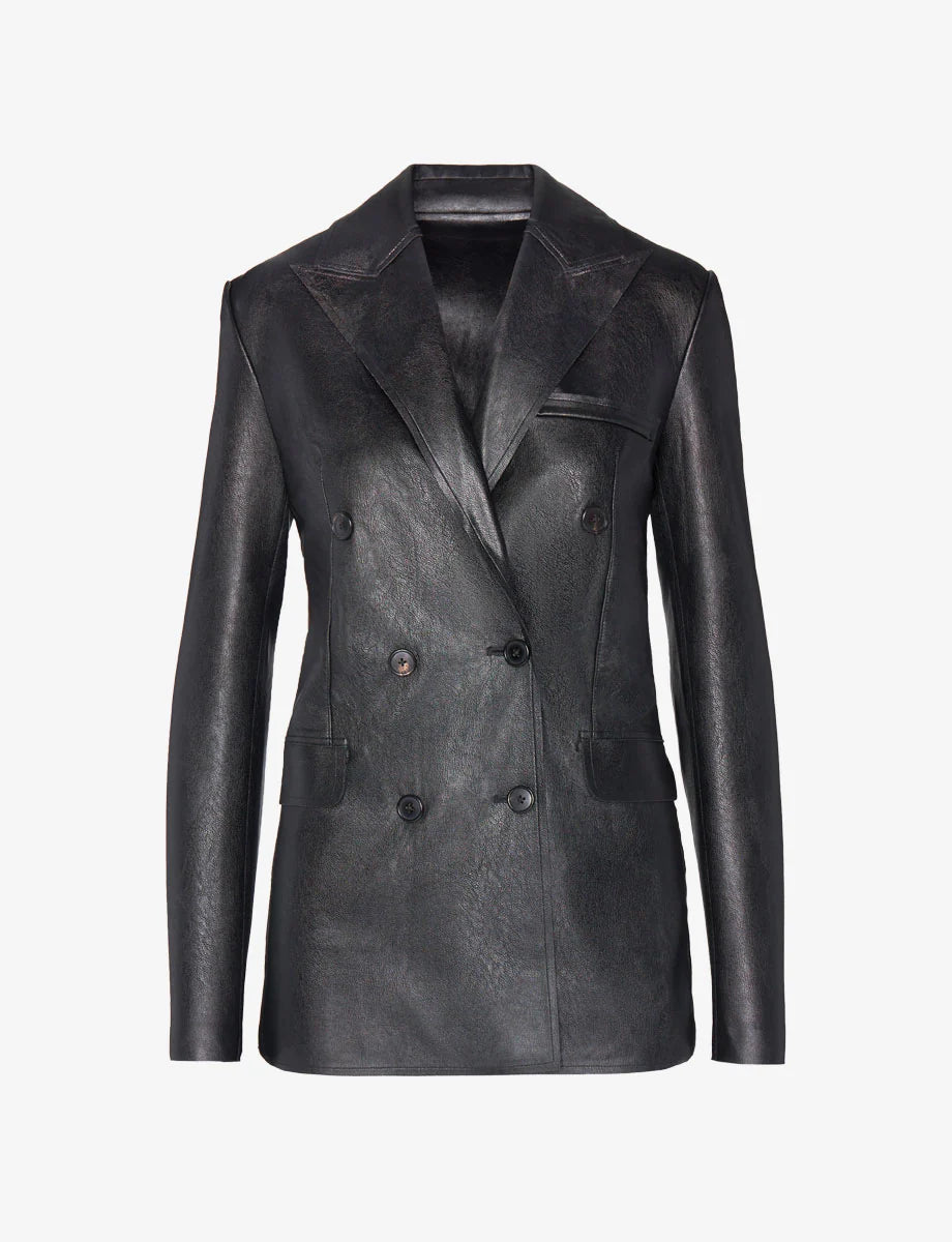 Faux Leather Double Breasted Jacket