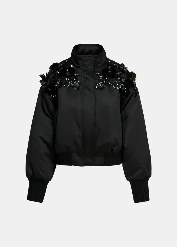 Erobo Black Satin Bomber