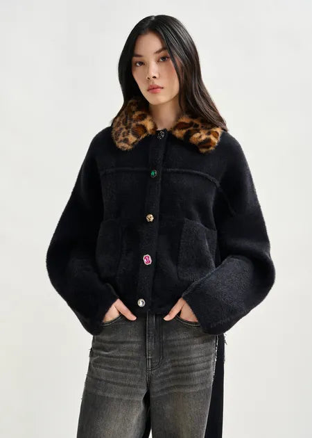 Intention Cardigan With Fur Collar