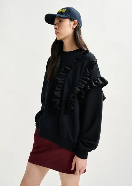Iwave Black Frill Sweatshirt
