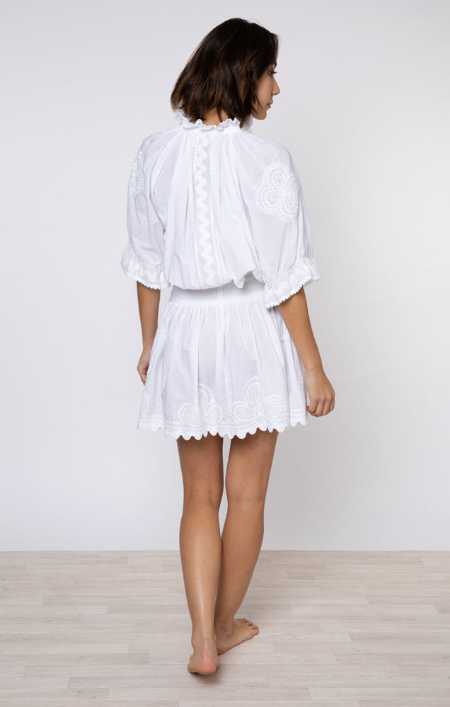 White Poplin Blouson Dress