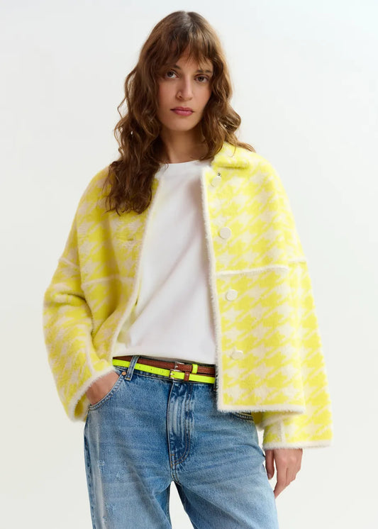 Joking Houndstooth Knit Cardigan