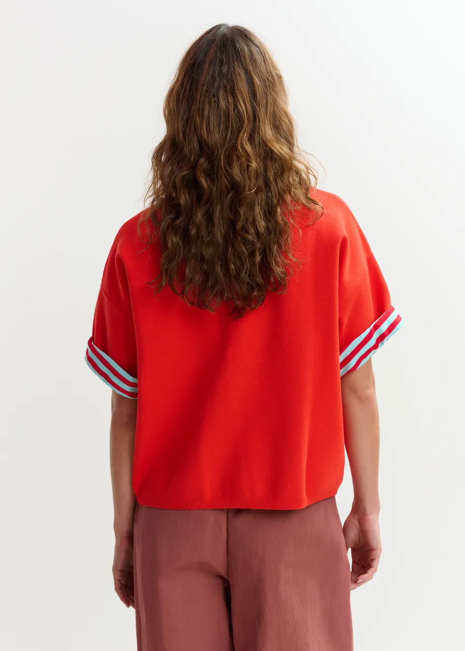 Jumble Knitted Polo With Ruffle