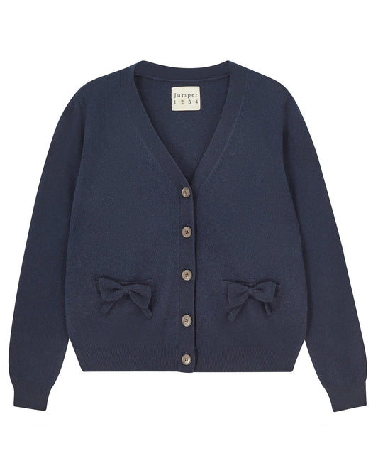 Cashmere Bow Pocket Cardigan