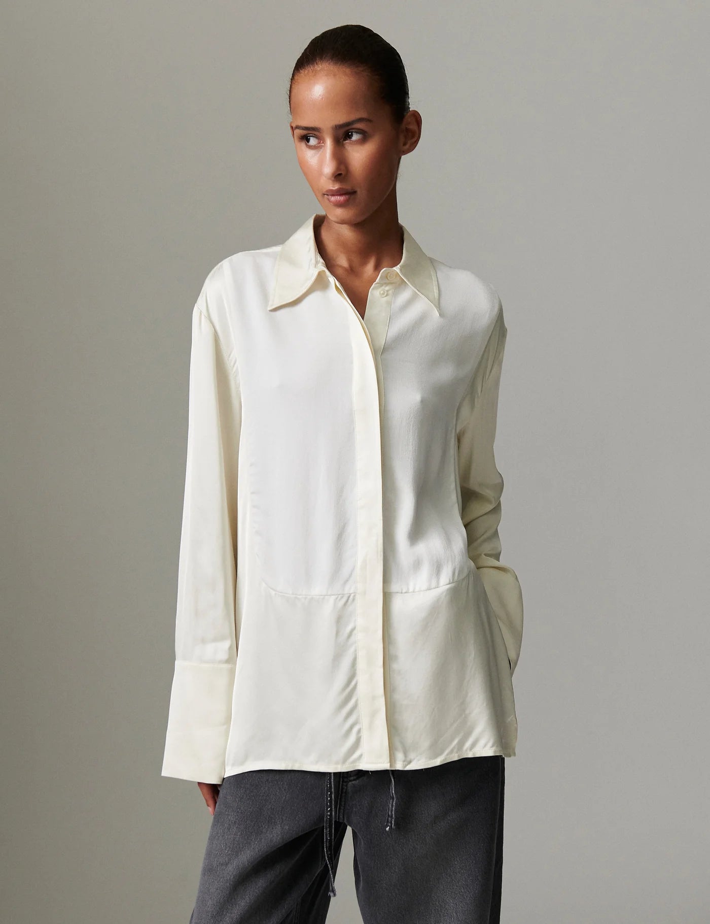 Leigh Fluid Mix Shirt - Vanilla