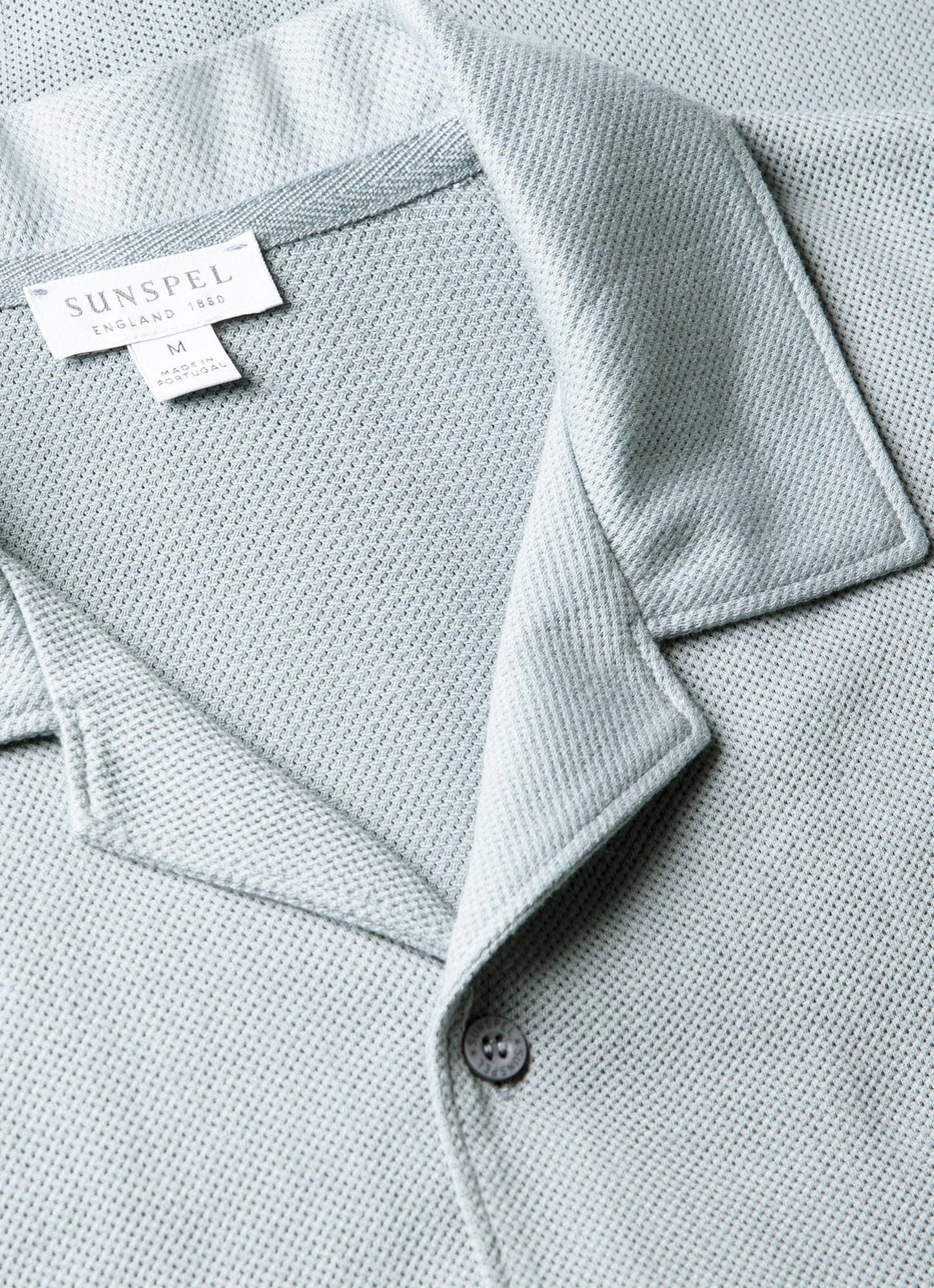 Riviera Camp Collar Polo in Stone Blue