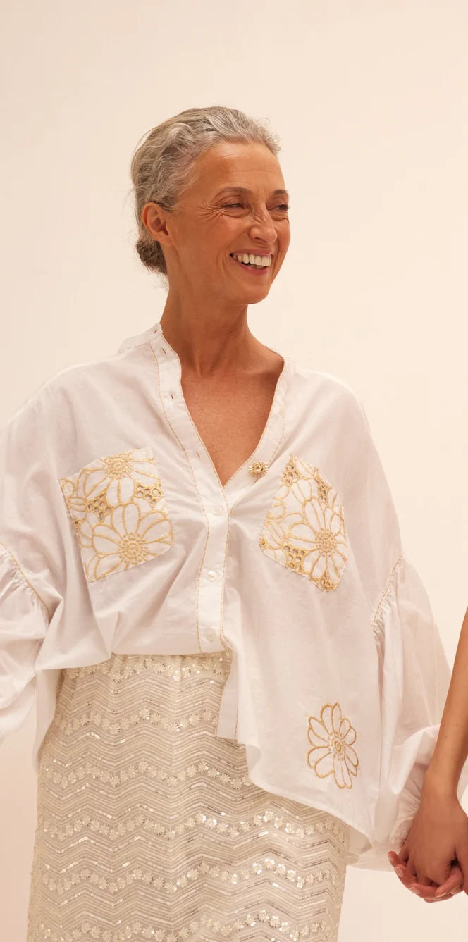 Stacy Blouse - Gold Embroidery