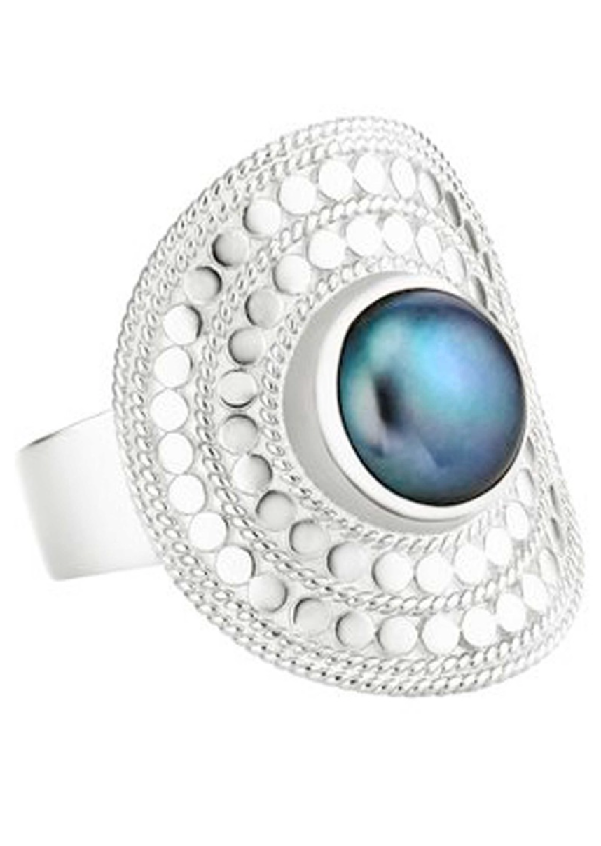 Blue Pearl Saddle Ring