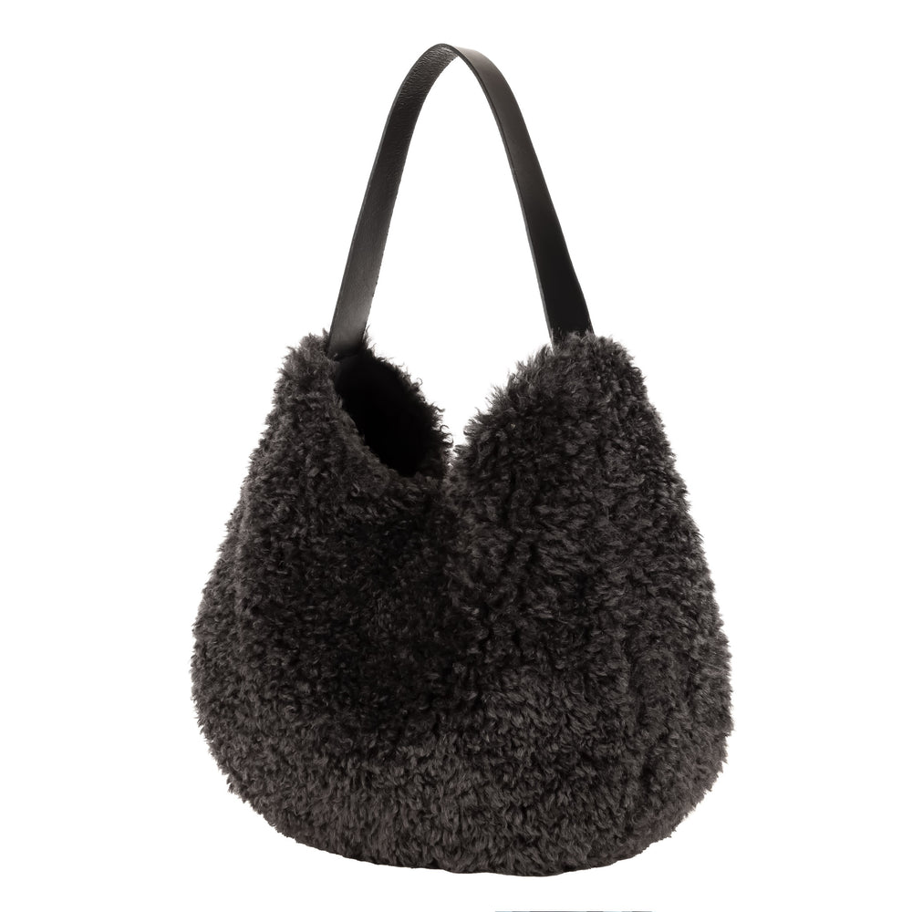 Slouch Bag Slate Faux Sheepskin