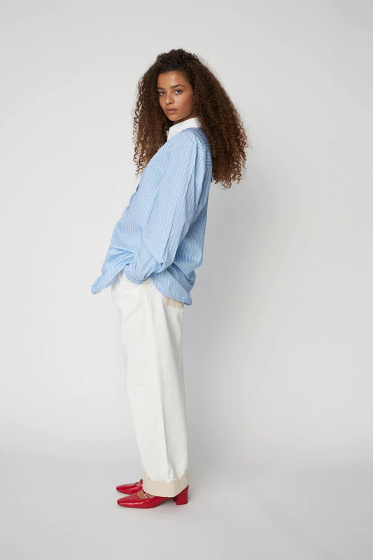 Striped Shirt with Scallops