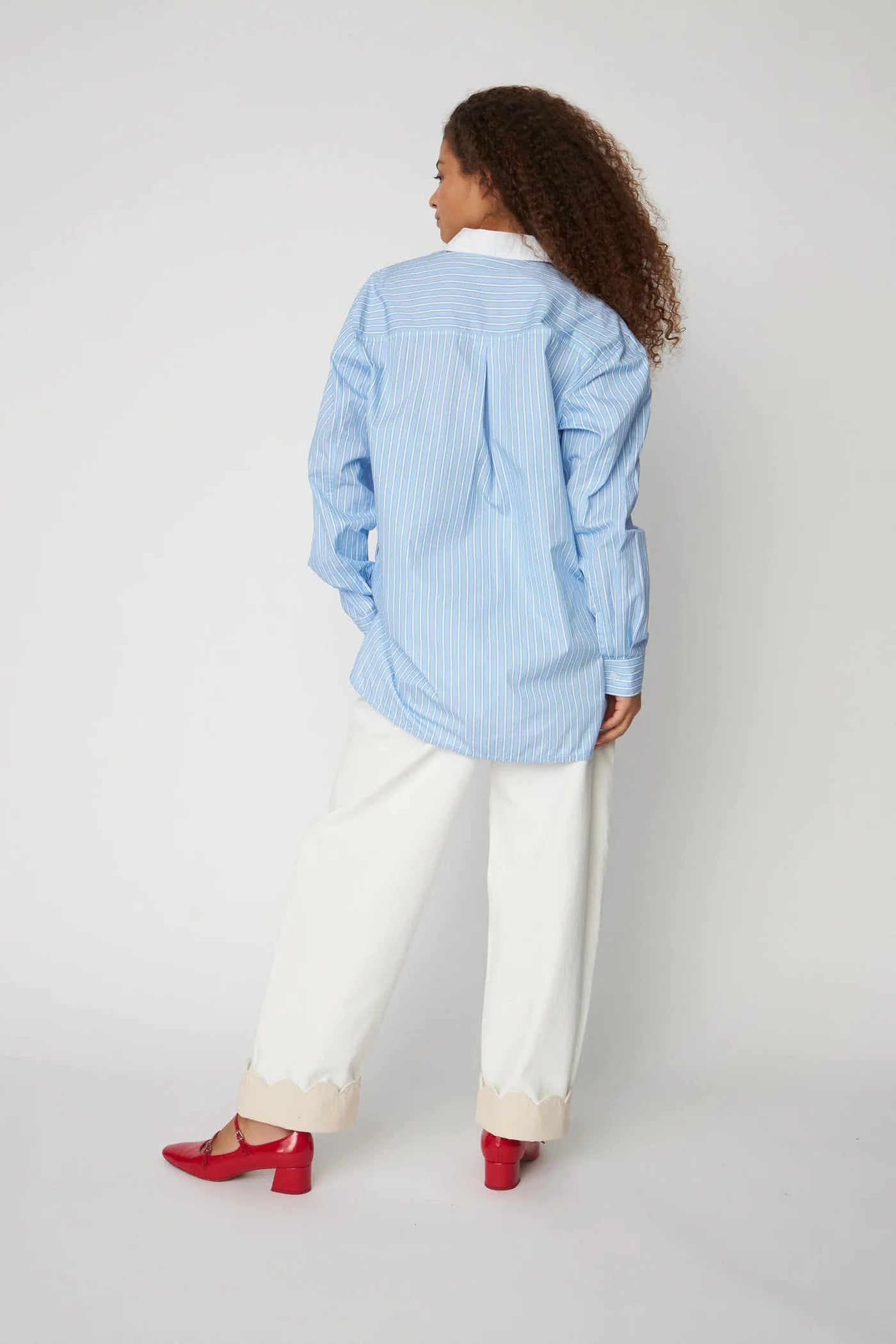 Striped Shirt with Scallops