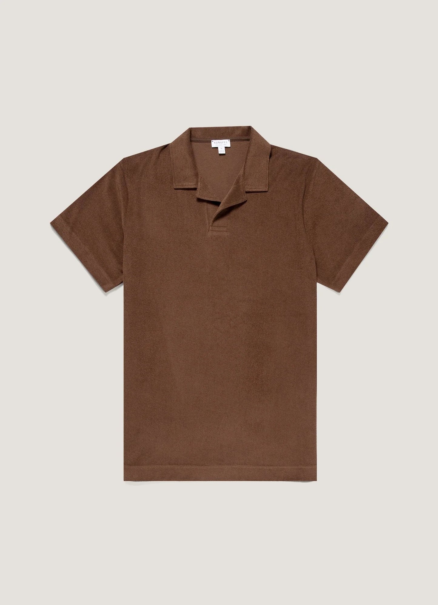 Towelling Polo Shirt - Dark Walnut