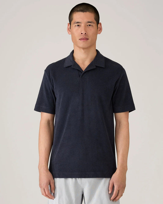 Towelling Polo Shirt - Navy