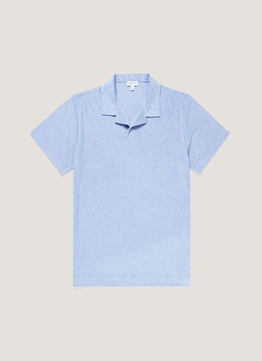 Towelling Polo Shirt - Sky