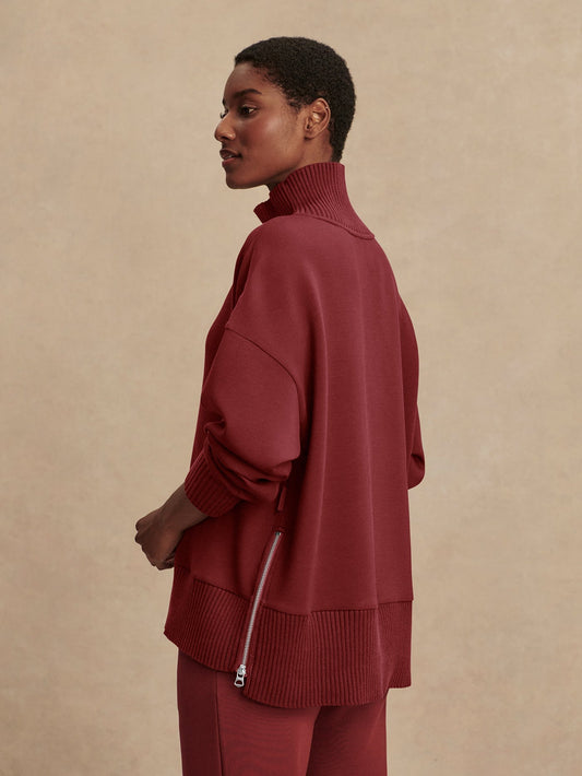 Varley Barker High-Neck Sweat – New Maroon