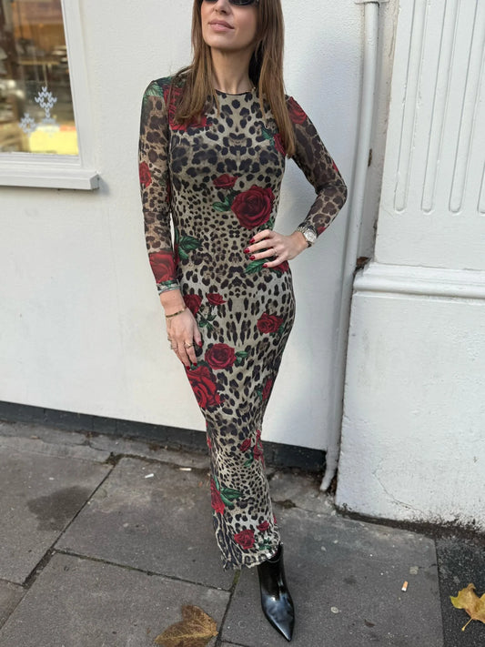 Cici Mesh Dress - Leopard/Rose