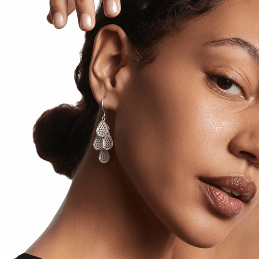 Beaded Chandelier Earrings Silver