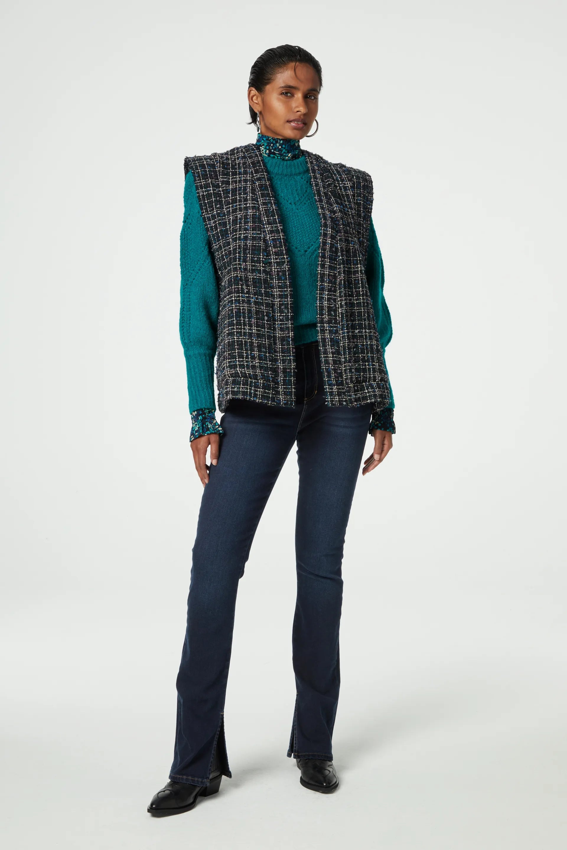 Tweed gilet outlet womens