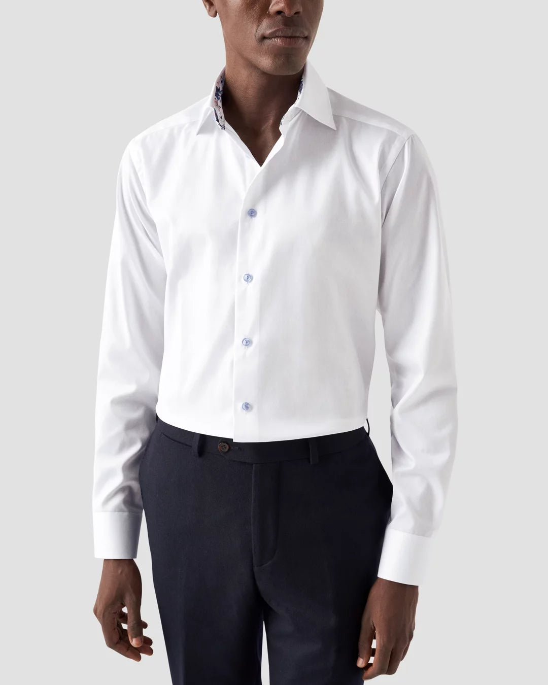 White Sig Twill Shirt With Floral Detail