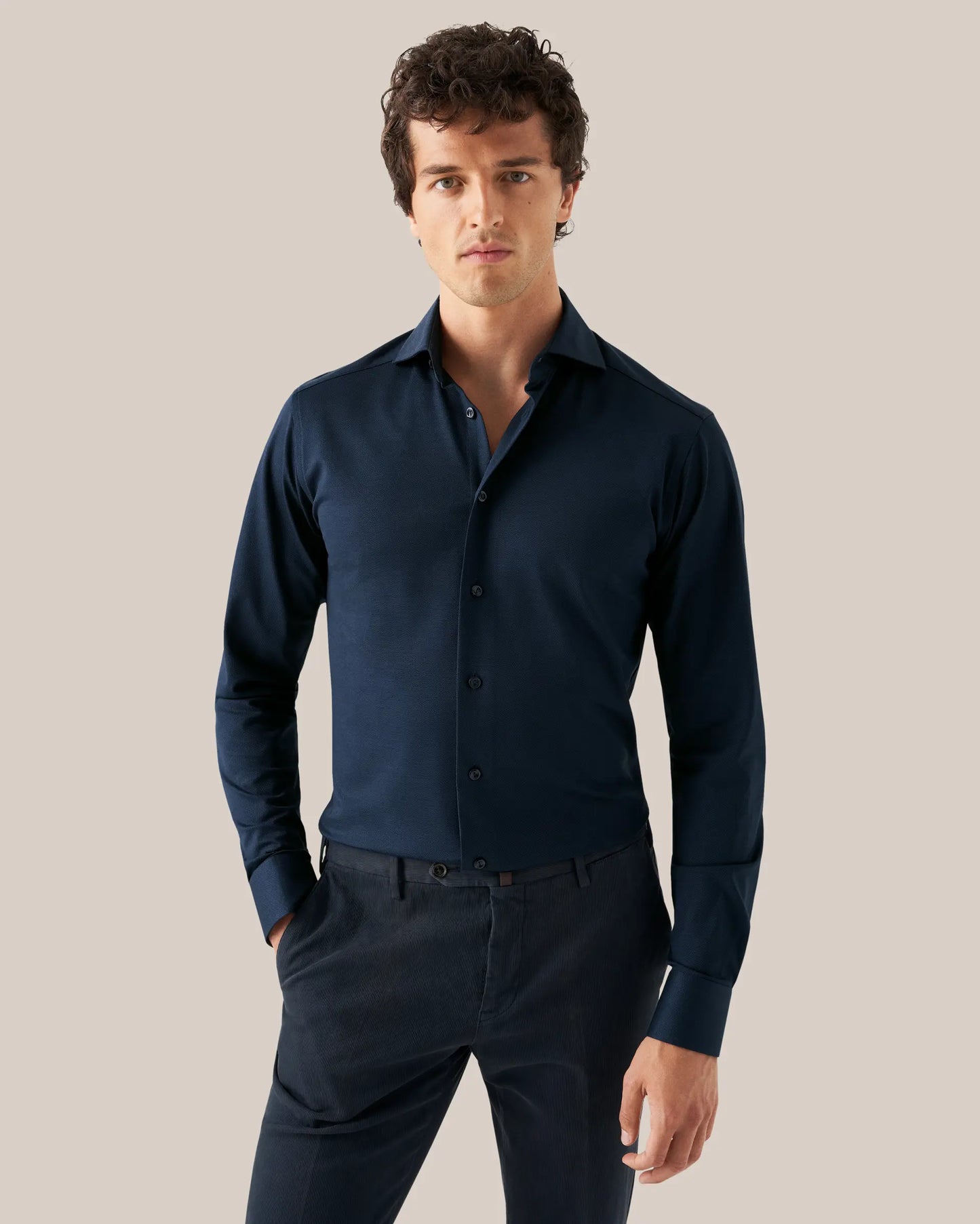 Navy Filo Di Scozia Pique Shirt