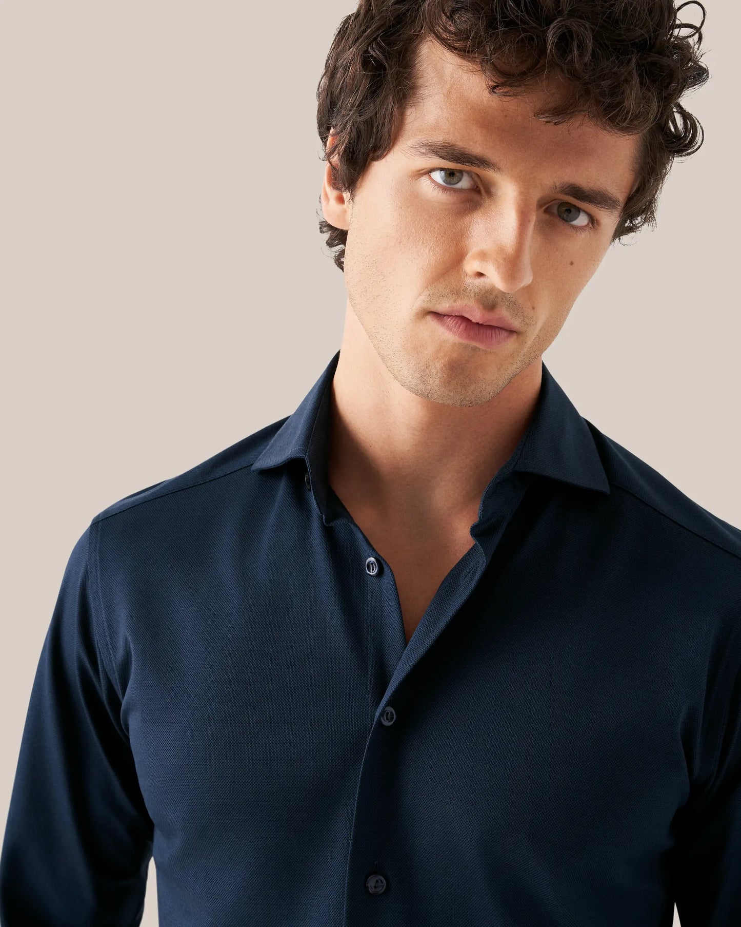 Navy Filo Di Scozia Pique Shirt